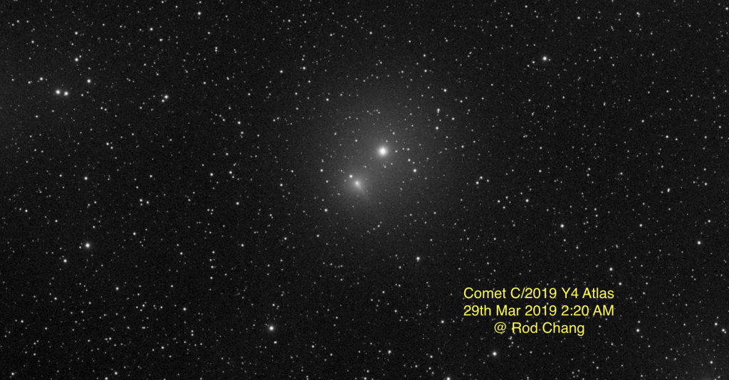 Comet C/2019 Y4 Atlas in the Sky near Ursa Major on 29th Mar 2019 2AM 